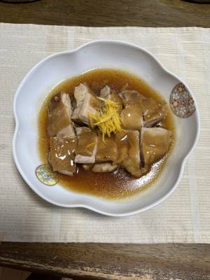 蒸し鶏のあんかけ