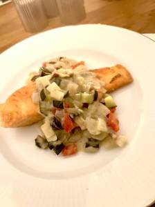 サーモン米粉焼き 米粉クリームソース