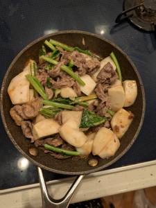 かぶと牛肉のオイスターマヨ炒め