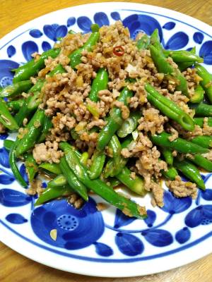 いんげんとひき肉の香り炒め