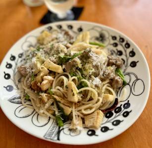 たけのこと菜の花のスパゲッティ