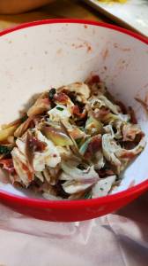 ささ身とみょうがの梅あえ