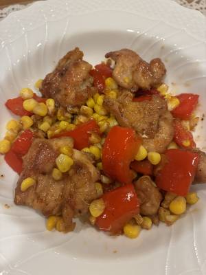 鶏ととうもろこしのバターソース照り焼き