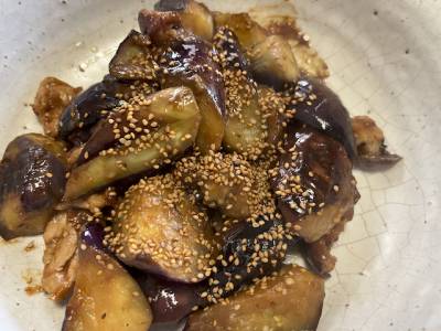 なすと豚肉のみそ炒め