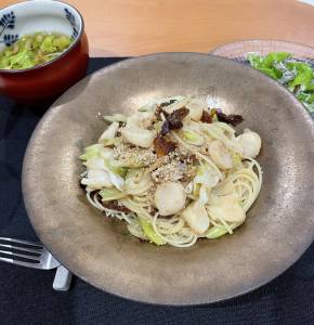 帆立てと桜えびのパスタ