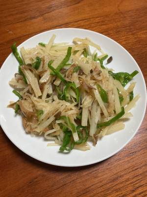 じゃがいもとピーマンのザーサイ炒め