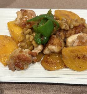 柿と鶏肉の照り焼き