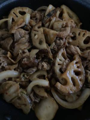 れんこんと豚肉のキムチ炒め