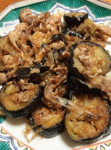 なすと豚バラ肉のおかか炒め