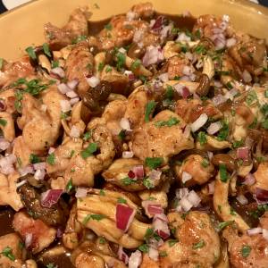 かきと鶏肉のバルサミコソテー